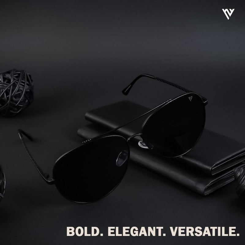 Black Polarized Aviator Sunglasses - PMG4135