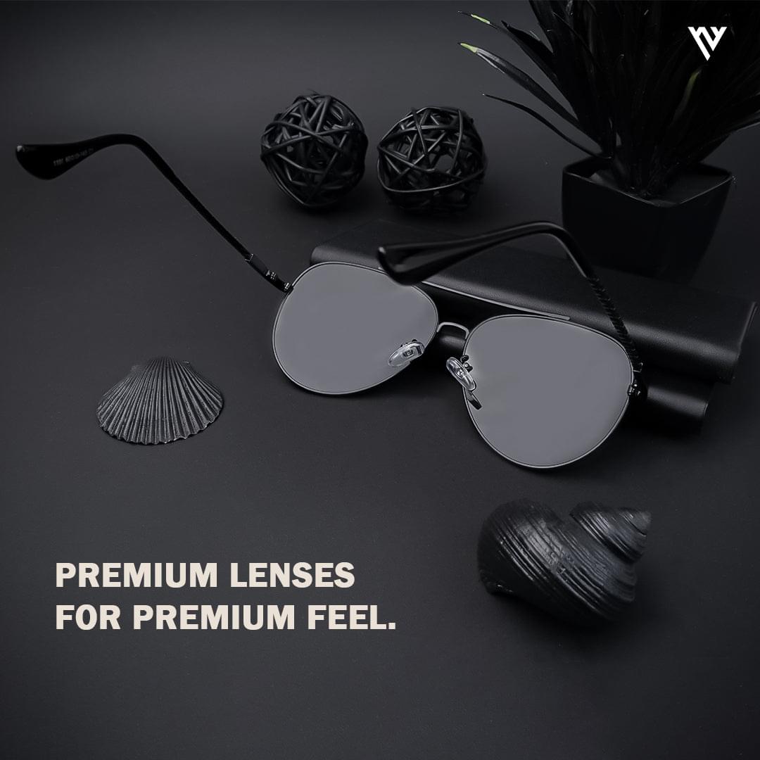 Black Polarized Aviator Sunglasses - PMG4135