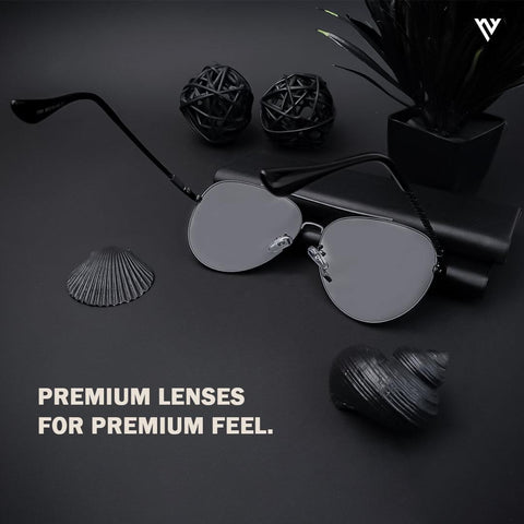 Black Polarized Aviator Sunglasses - PMG4135