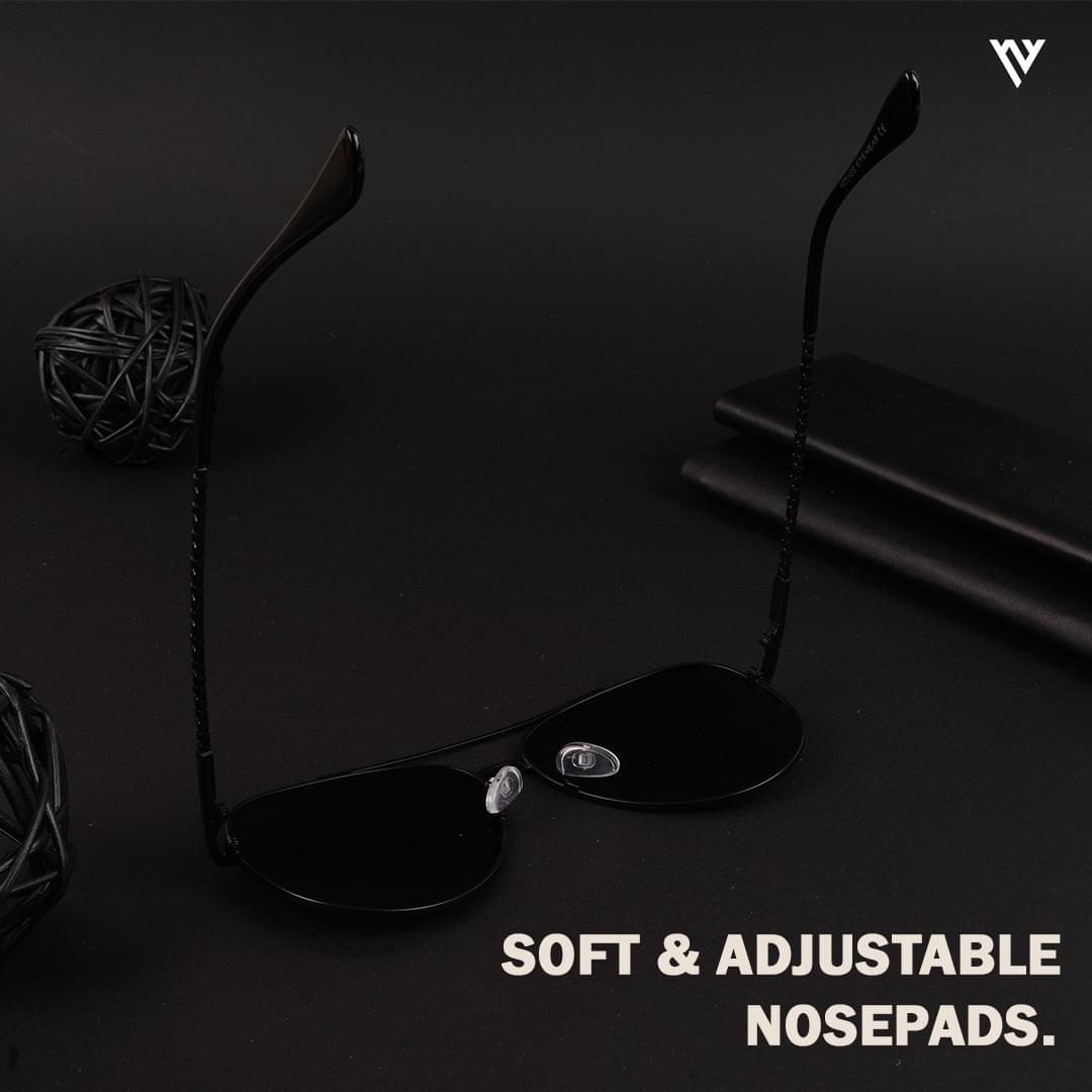 Black Polarized Aviator Sunglasses - PMG4135