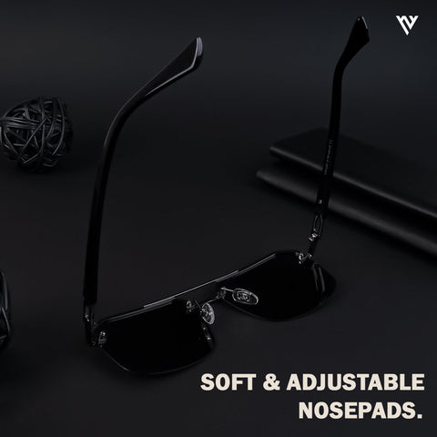 Odyssey | Black & Grey Polarized Wayfarer Sunglasses - PMG4142