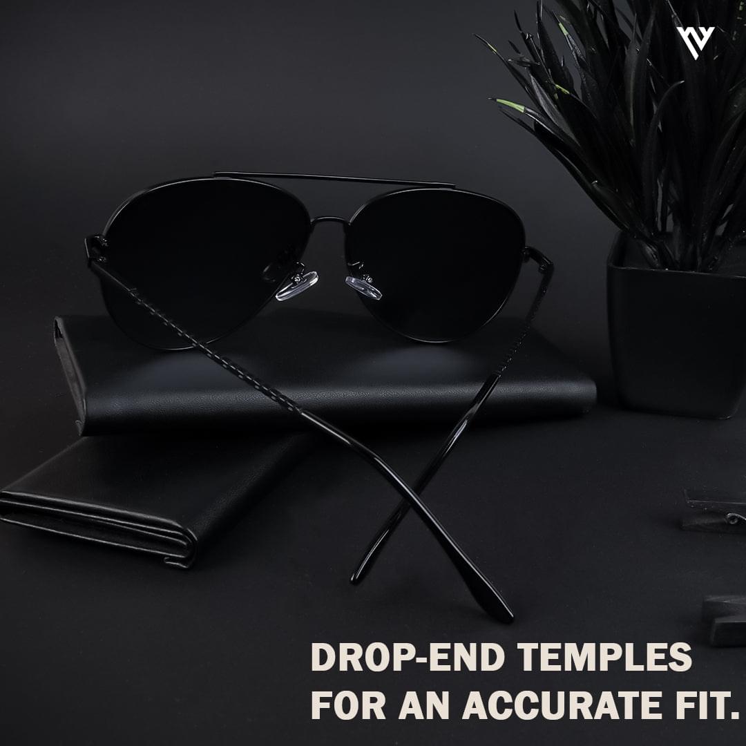Black Polarized Aviator Sunglasses - PMG4135