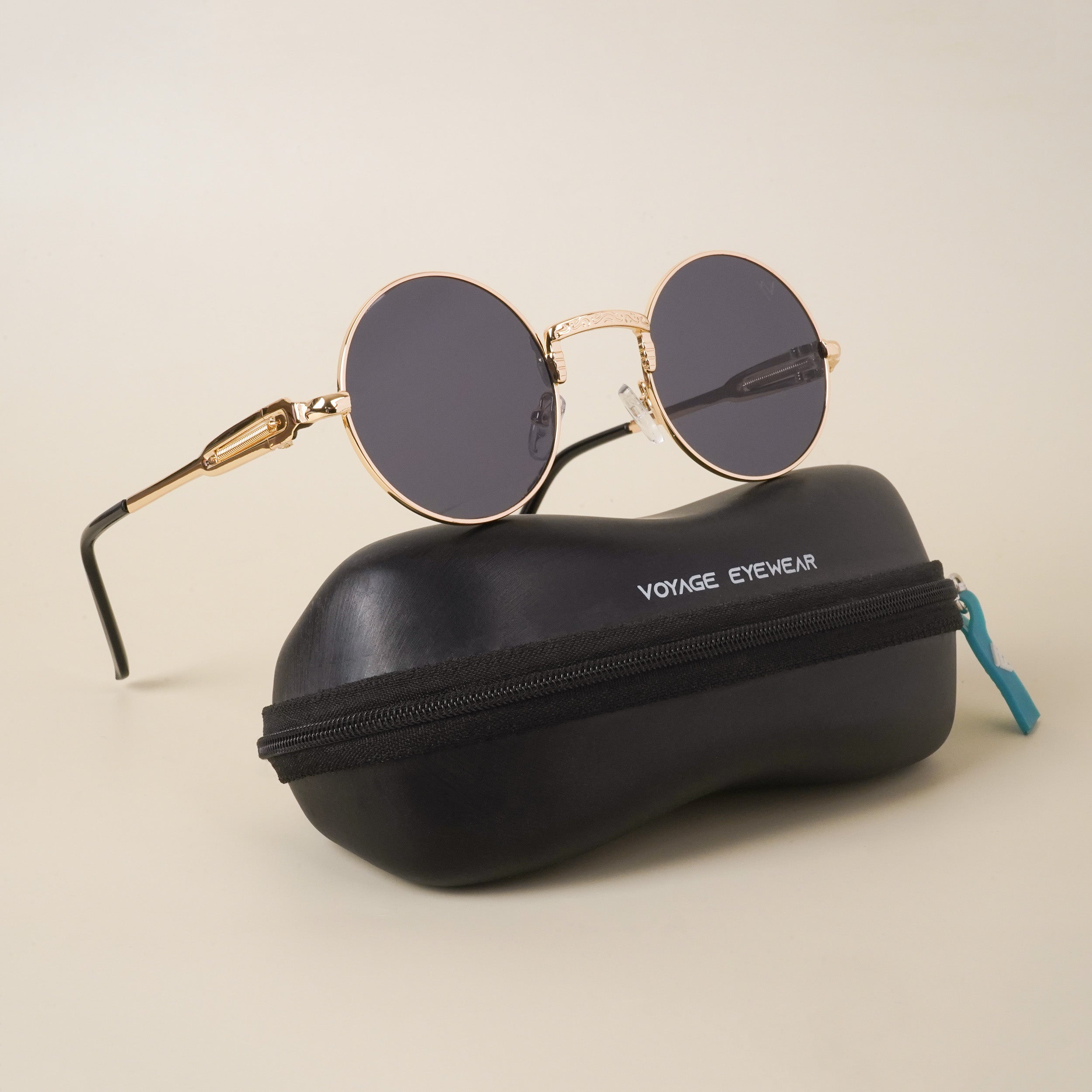 Voyage Round Golden Black Sunglasses MG3211