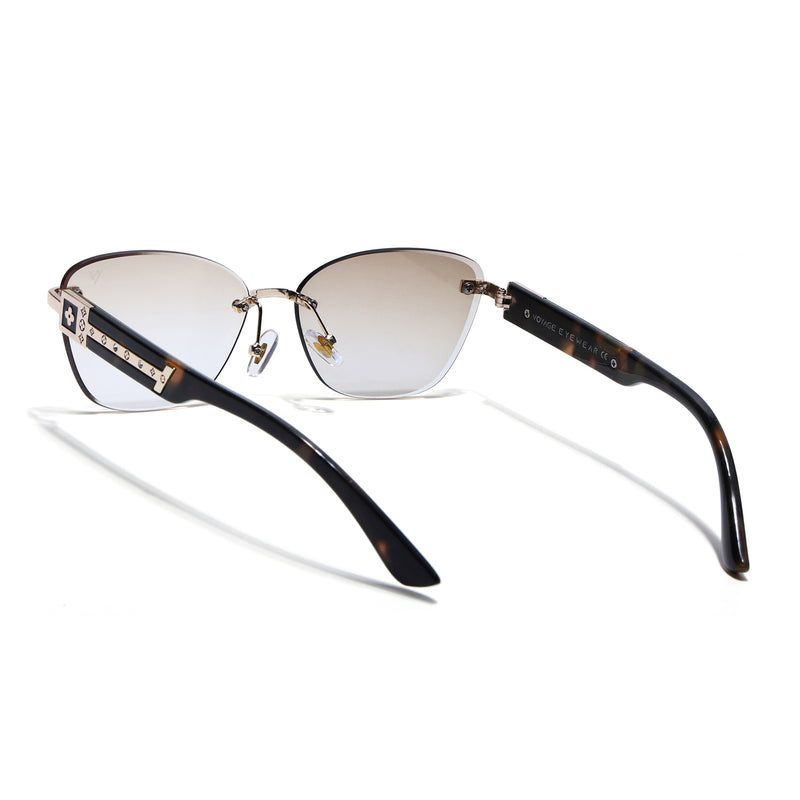 Rimless Photochromic Sunglasses for Men & Women (Yellow & Clear Lens | Golden Frame - MG7805)