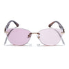 Rimless Photochromic Sunglasses for Men & Women (Pink Lens | Golden Frame - MG7806)