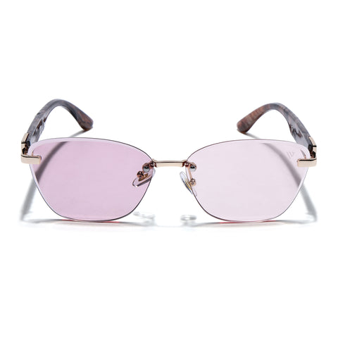 Rimless Photochromic Sunglasses for Men & Women (Pink Lens | Golden Frame - MG7806)