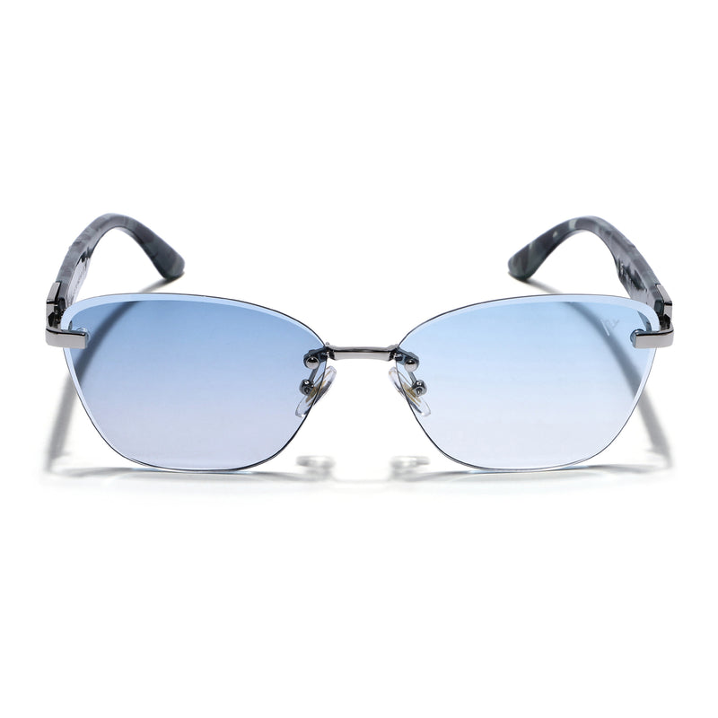 Rimless Photochromic Sunglasses for Men & Women (Blue & Clear Lens | Silver Frame - MG7807)