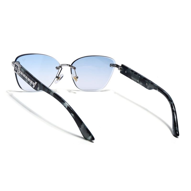 Rimless Photochromic Sunglasses for Men & Women (Blue & Clear Lens | Silver Frame - MG7807)