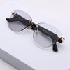 Rimless Photochromic Sunglasses for Men & Women (Light Black Lens | Golden Frame - MG7809)