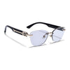 Rimless Photochromic Sunglasses for Men & Women (Light Black Lens | Golden Frame - MG7809)