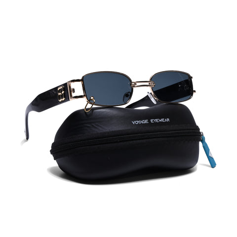 Punk | Golden Rectangle Sunglasses | Black Lens - MG5208