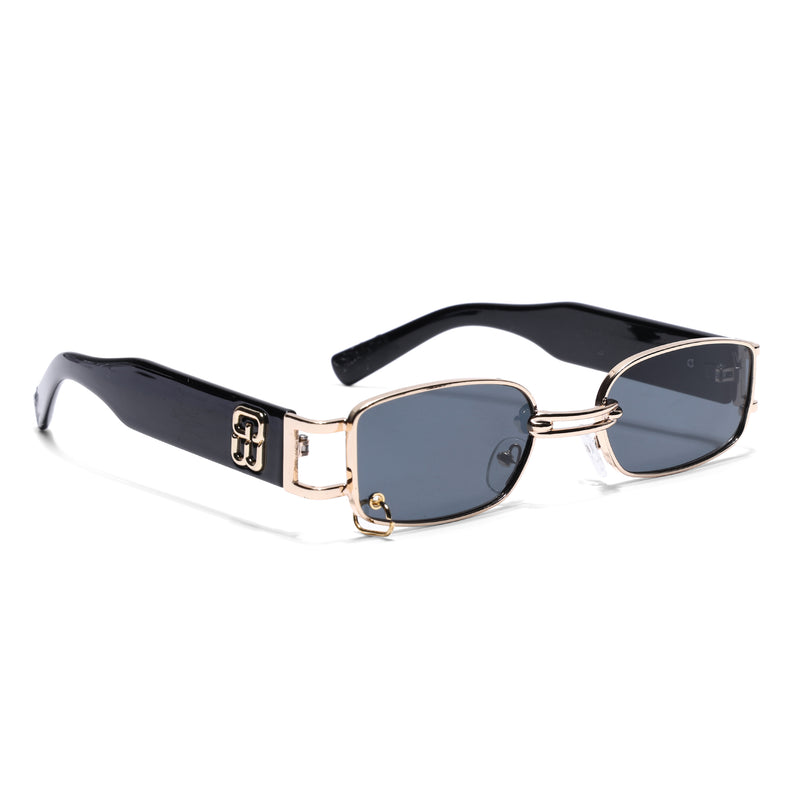 Punk | Golden Rectangle Sunglasses | Black Lens - MG5208