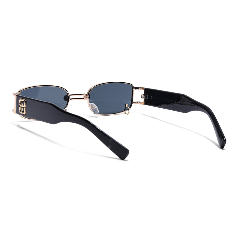 Punk | Golden Rectangle Sunglasses | Black Lens - MG5208