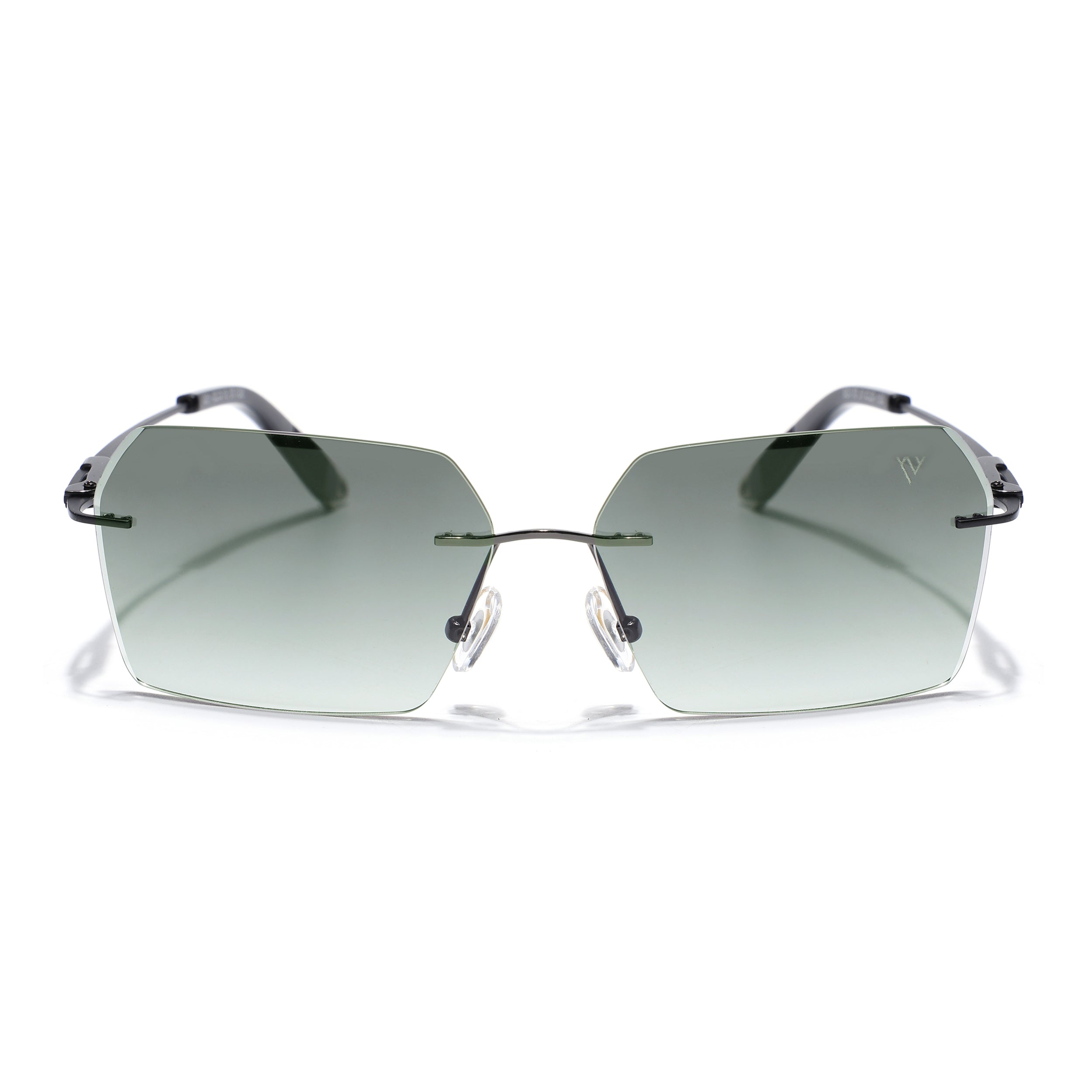 Rimless Sunglasses for Men & Women (Olive & Clear Lens | Black Frame - MG7254)