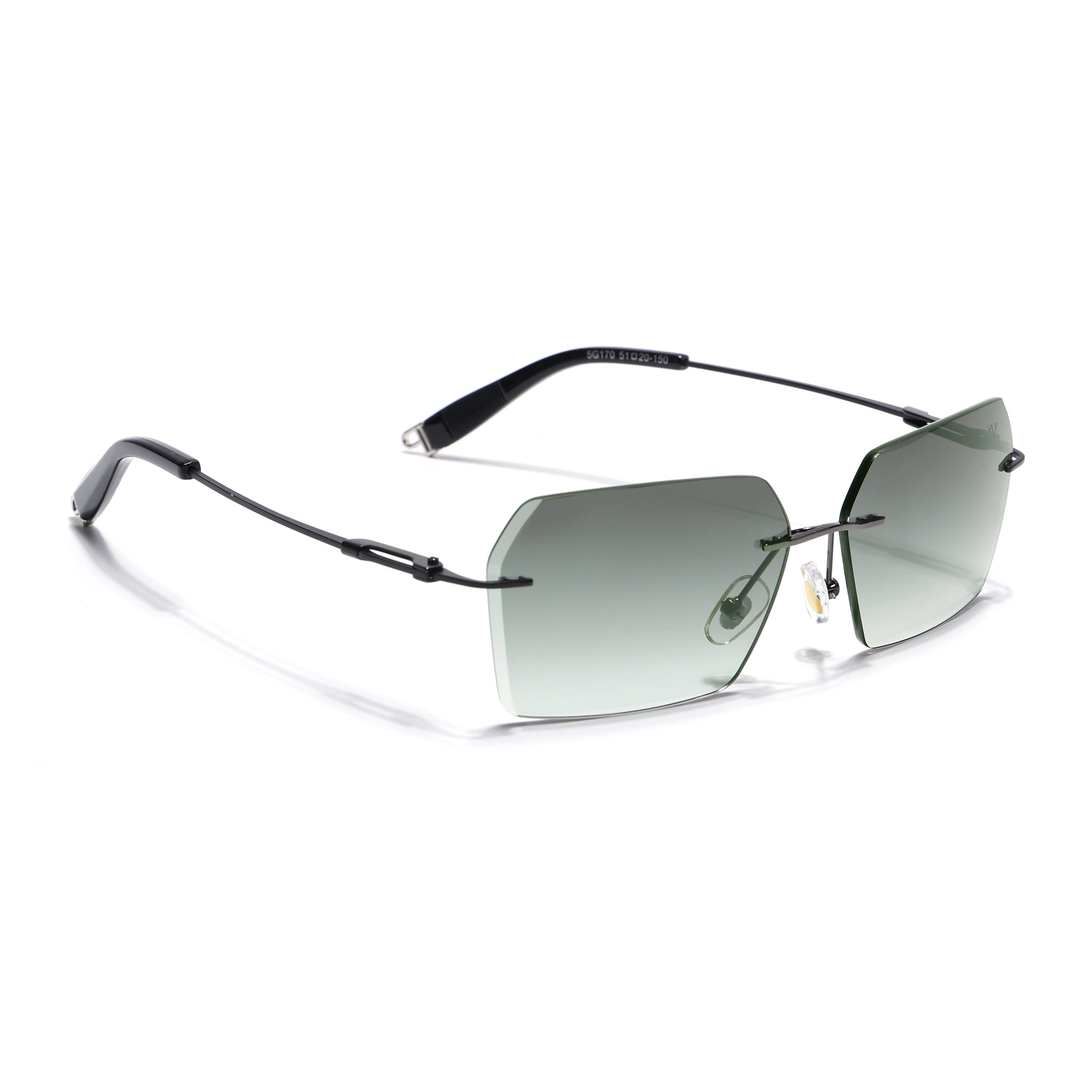 Rimless Sunglasses for Men & Women (Olive & Clear Lens | Black Frame - MG7254)