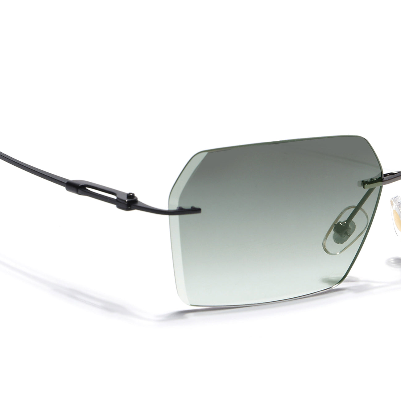 Rimless Sunglasses for Men & Women (Olive & Clear Lens | Black Frame - MG7254)