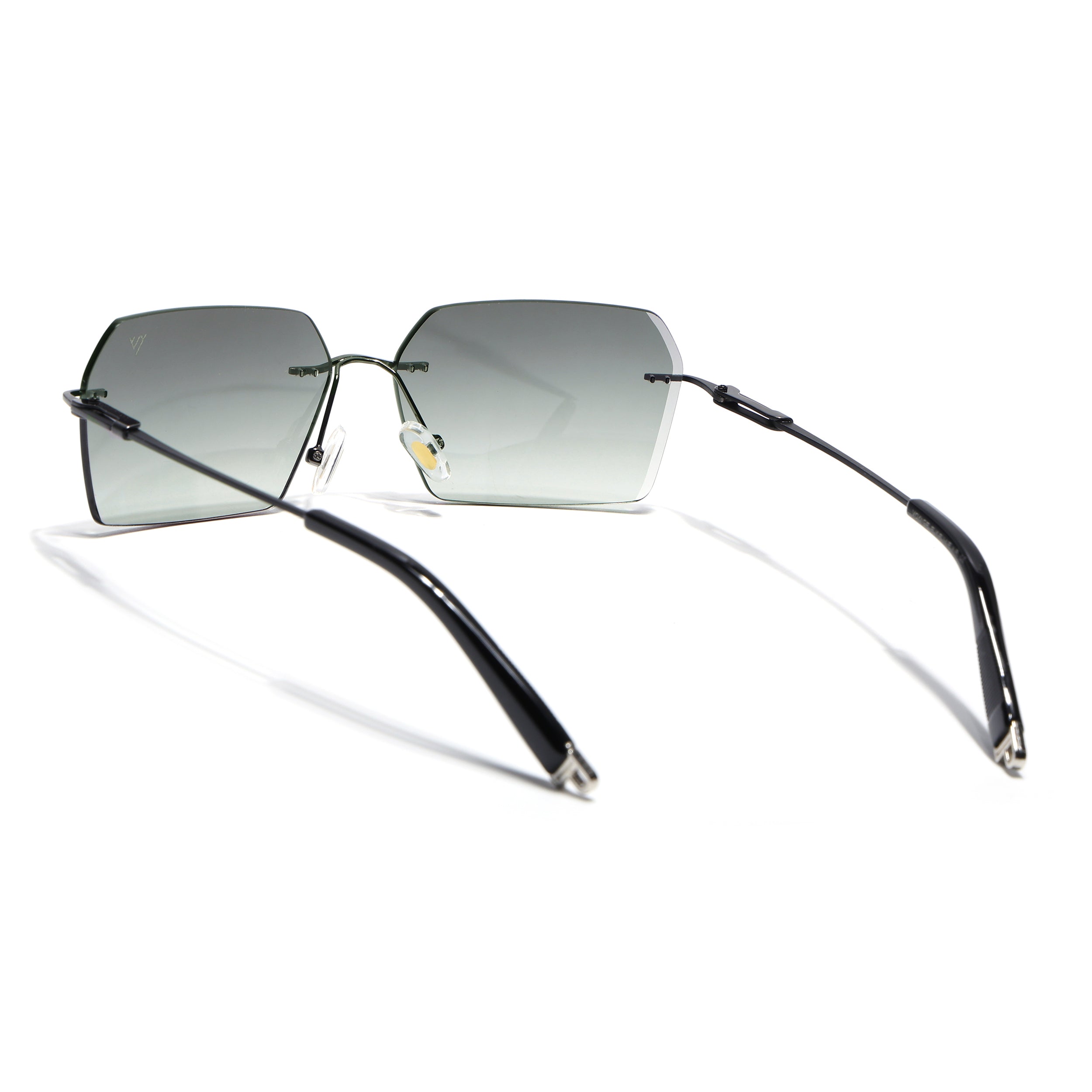 Rimless Sunglasses for Men & Women (Olive & Clear Lens | Black Frame - MG7254)