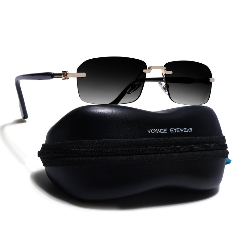 Satan | Shadow Black & Clear Rimless Sunglasses | Golden Frame - MG9293