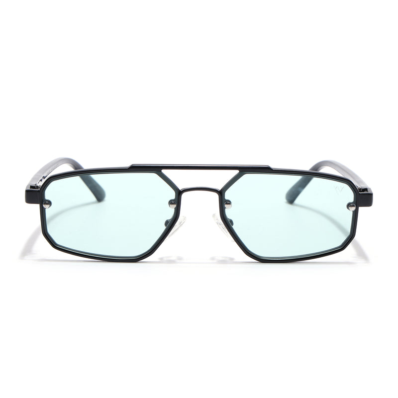 JetSet | Black Rectangle Sunglasses for Men & Women | Teal Lens - MG6839