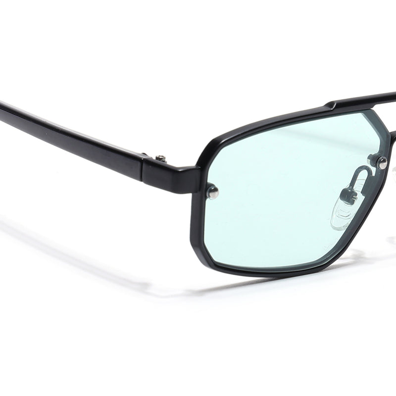 JetSet | Black Rectangle Sunglasses for Men & Women | Teal Lens - MG6839