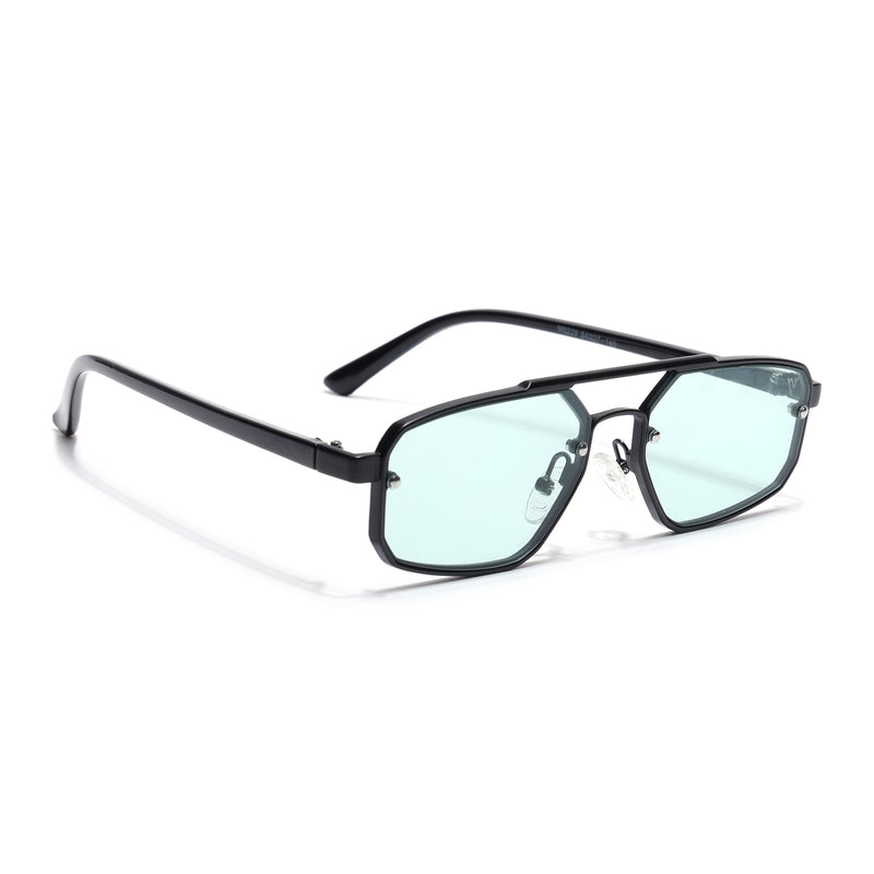 JetSet | Black Rectangle Sunglasses for Men & Women | Teal Lens - MG6839
