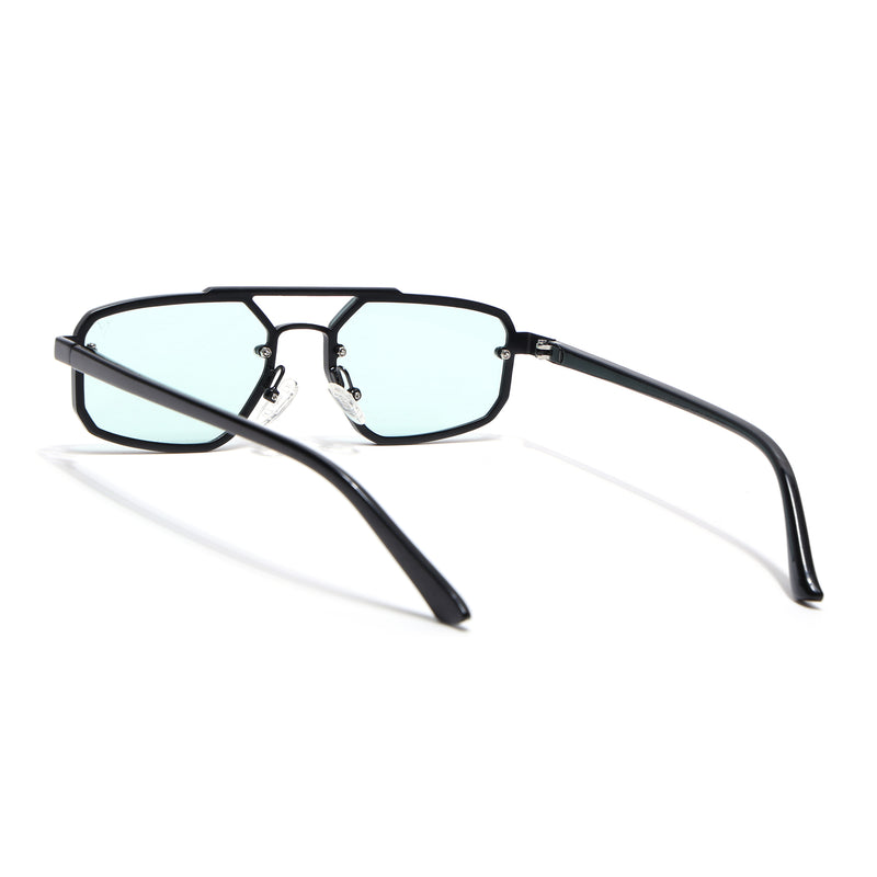 JetSet | Black Rectangle Sunglasses for Men & Women | Teal Lens - MG6839