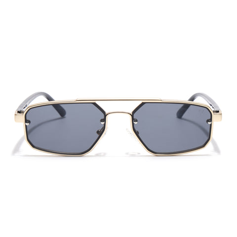 JetSet | Golden Rectangle Sunglasses for Men & Women | Black Lens  - MG6840