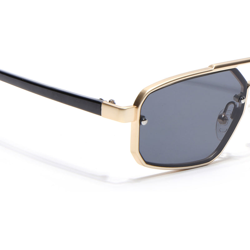 JetSet | Golden Rectangle Sunglasses for Men & Women | Black Lens  - MG6840