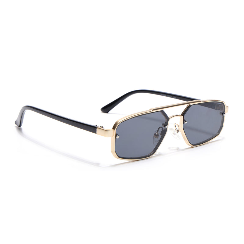 JetSet | Golden Rectangle Sunglasses for Men & Women | Black Lens  - MG6840