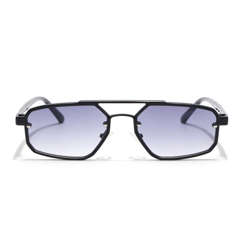 JetSet | Black Rectangle Sunglasses for Men & Women | Grey & Clear Lens - MG6838