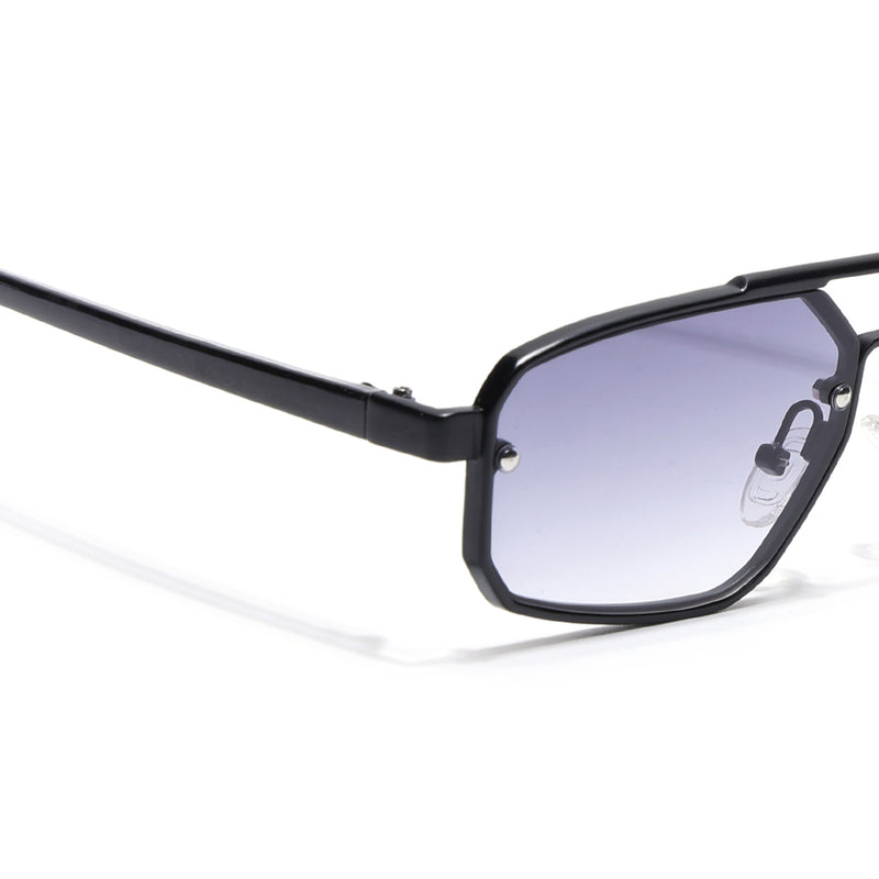 JetSet | Black Rectangle Sunglasses for Men & Women | Grey & Clear Lens - MG6838