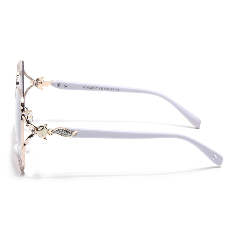 Voyage Select Over Size Polarized Sunglasses (Grey & Pink Lens | Golden & White Frame - SLPMG6608)