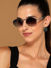 Celeste | Silver Oval Sunglasses | Olive & Clear Lens - MG6891