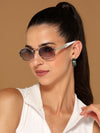Celeste | Silver Oval Sunglasses | Light Grey & Clear Lens  - MG6892