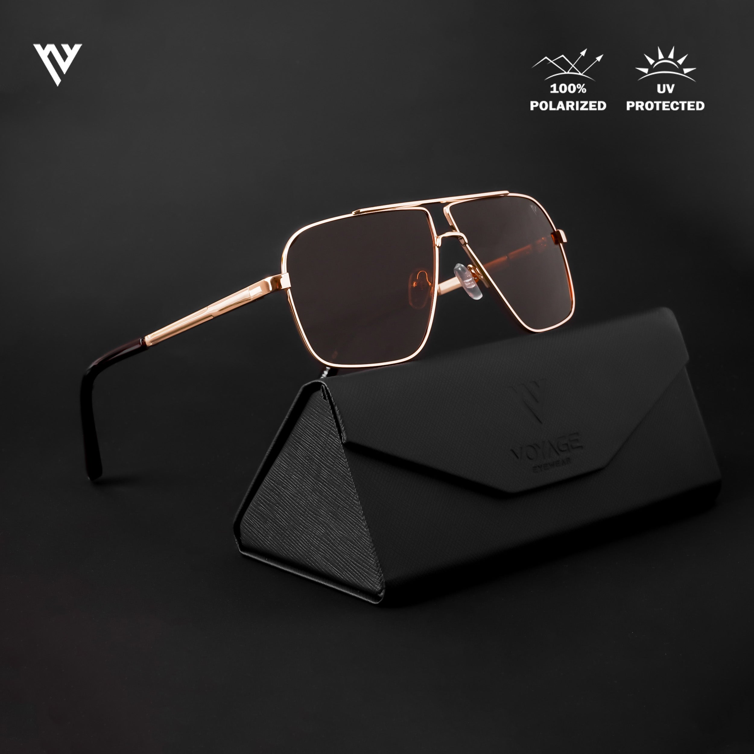 Voyage Exclusive Brown Polarized Wayfarer Sunglasses for Men & Women - PMG4204