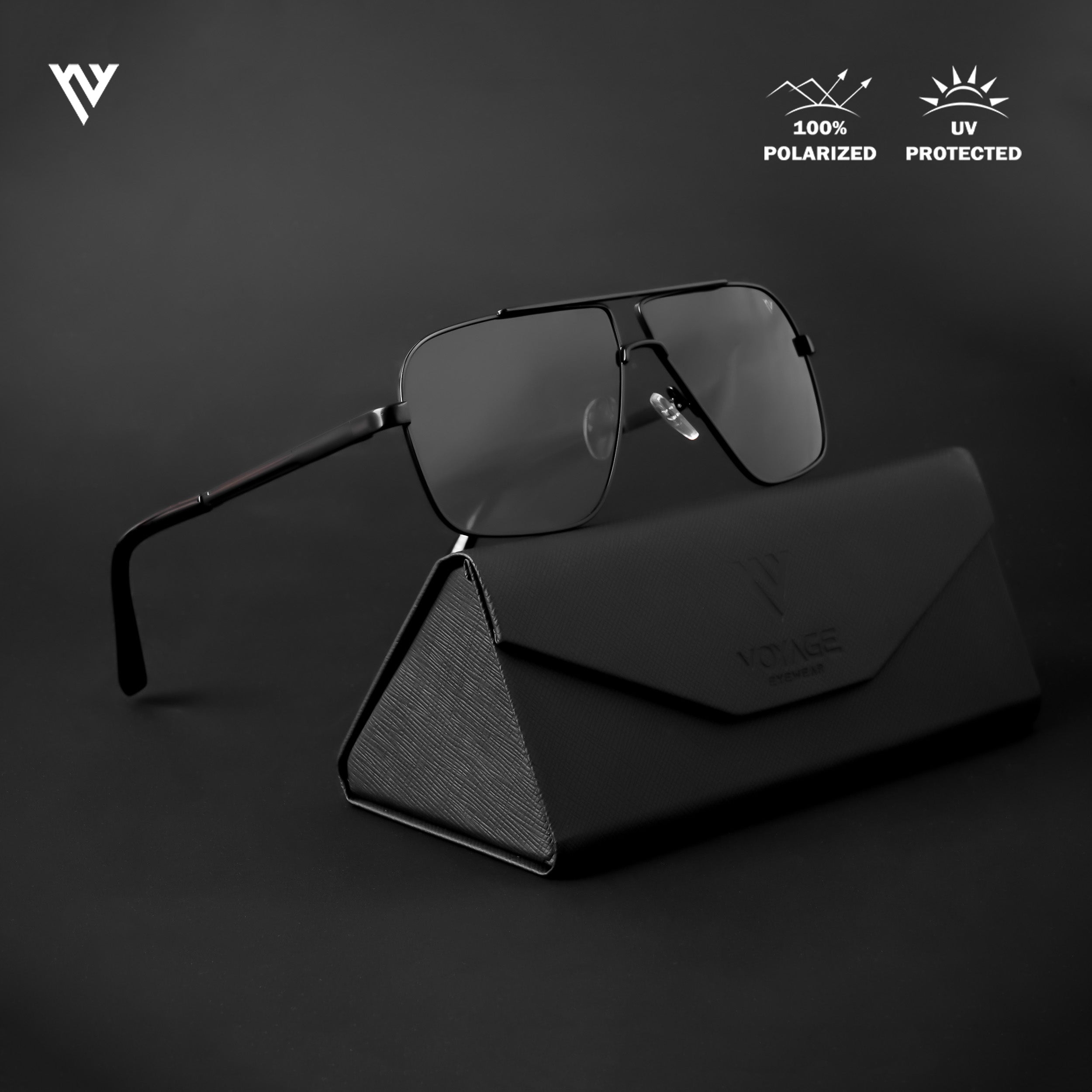 Voyage Exclusive Black Polarized Wayfarer Sunglasses for Men & Women - PMG4203