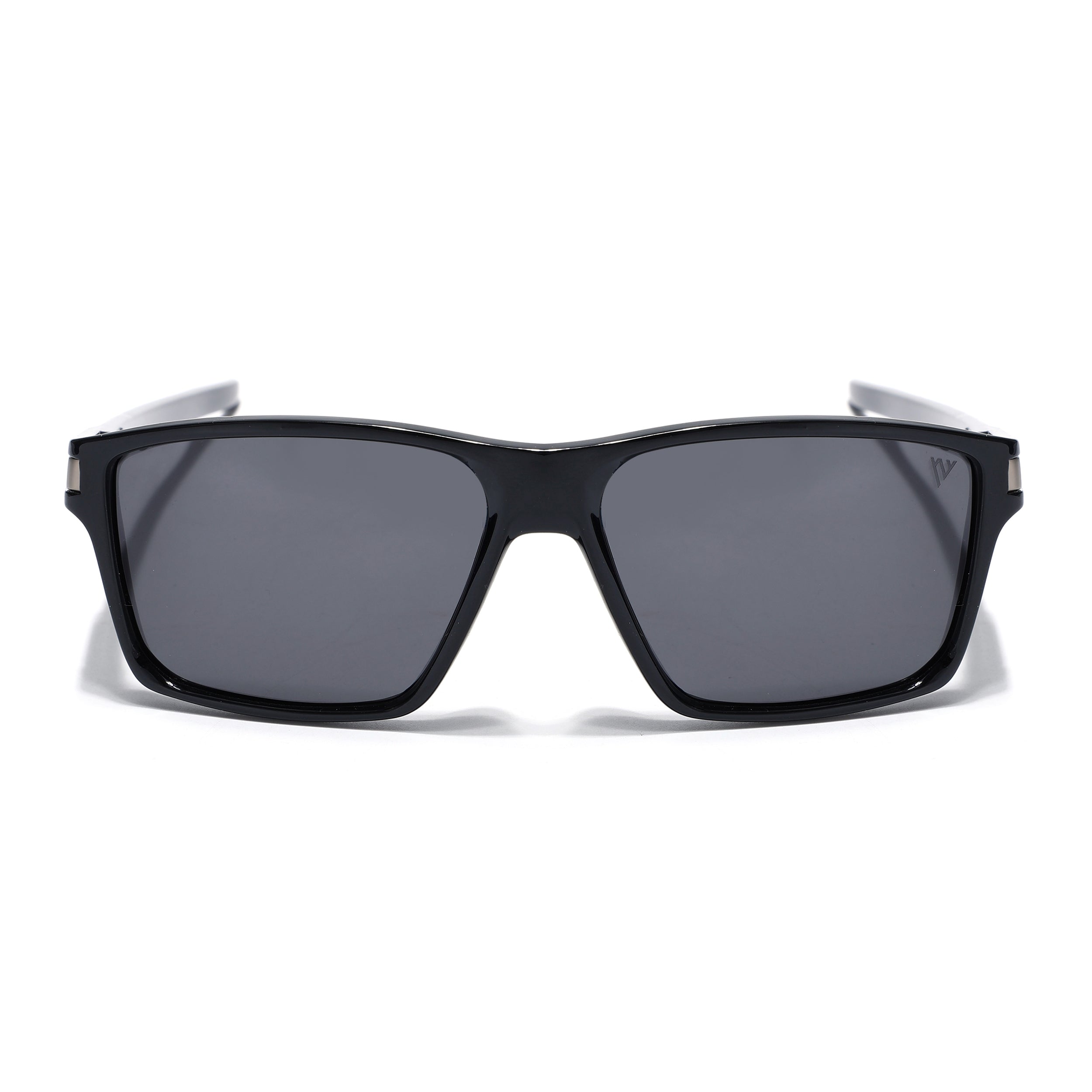 Jaxor | Shine Black & Silver Polarized Rectangle Sunglasses - PMG3968