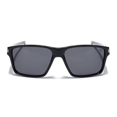 Jaxor | Shine Black & Silver Polarized Rectangle Sunglasses - PMG3968