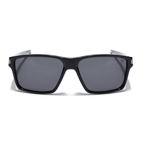 Jaxor | Shine Black & Silver Polarized Rectangle Sunglasses - PMG3968