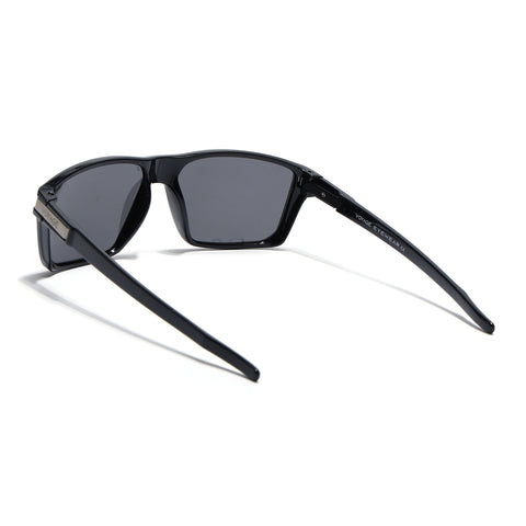 Jaxor | Shine Black & Silver Polarized Rectangle Sunglasses - PMG3968
