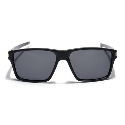Jaxor | Matte Black & Golden Polarized Rectangle Sunglasses - PMG3969
