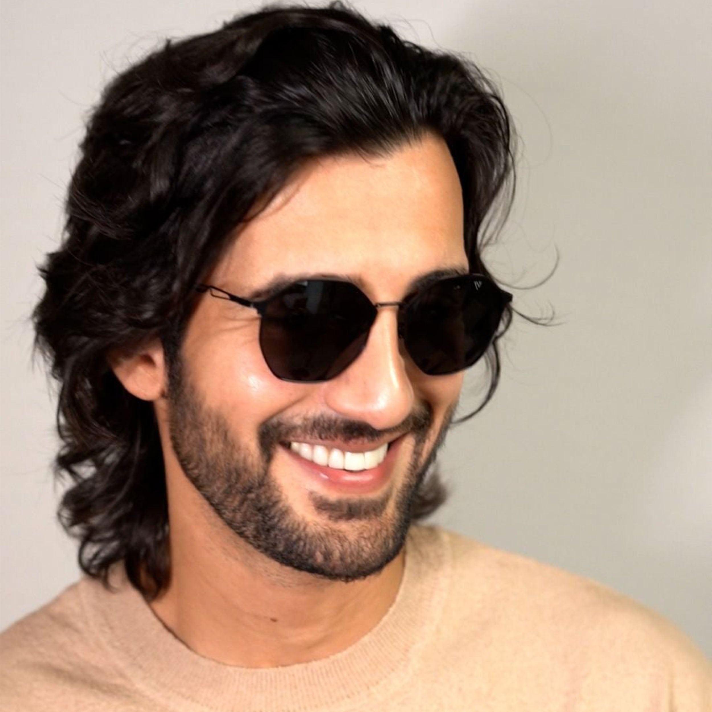 Black Polarized Geometric Sunglasses - PMG4146