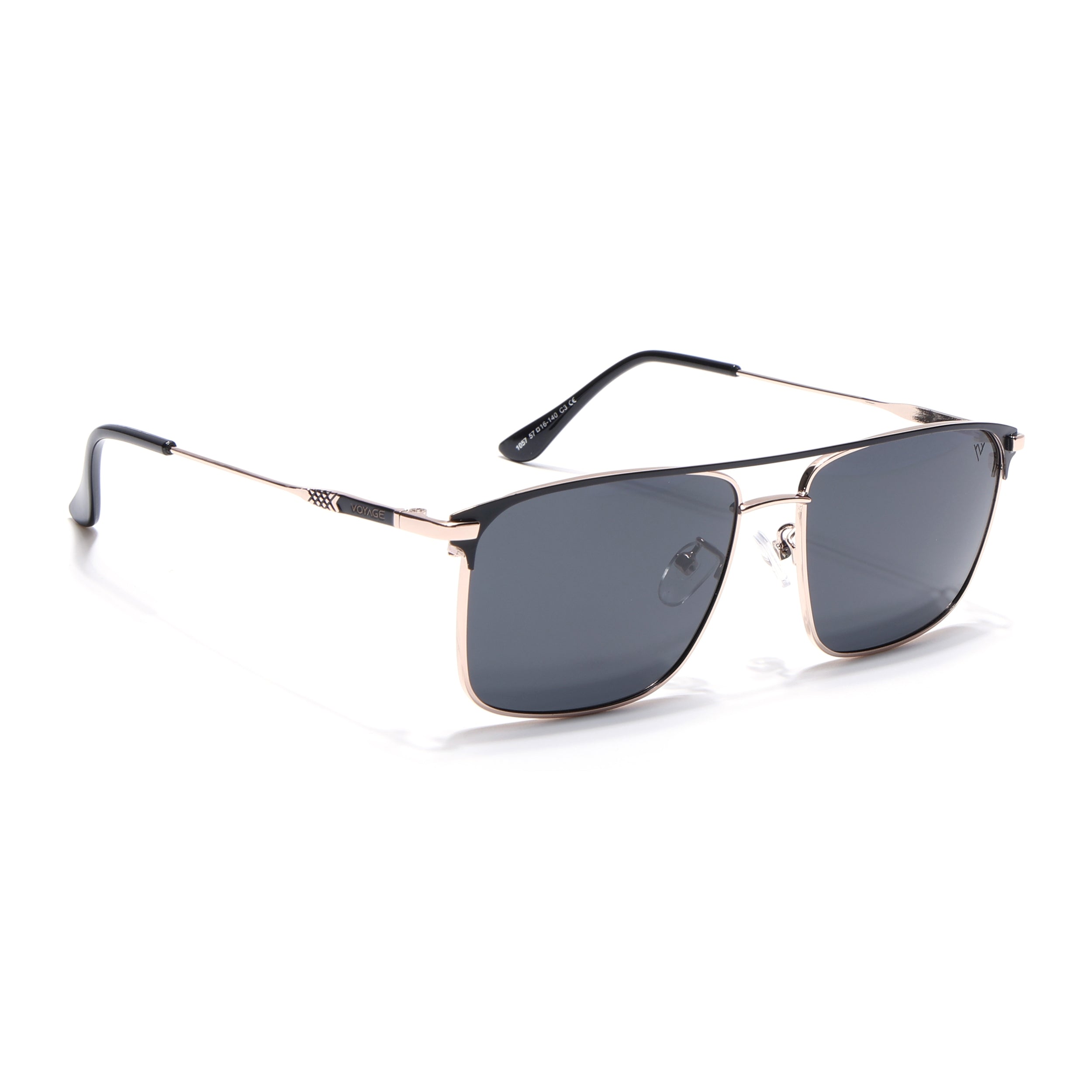 Wayfarer Polarized Sunglasses (Black Lens | Rose Gold & Black Frame - PMG4986)