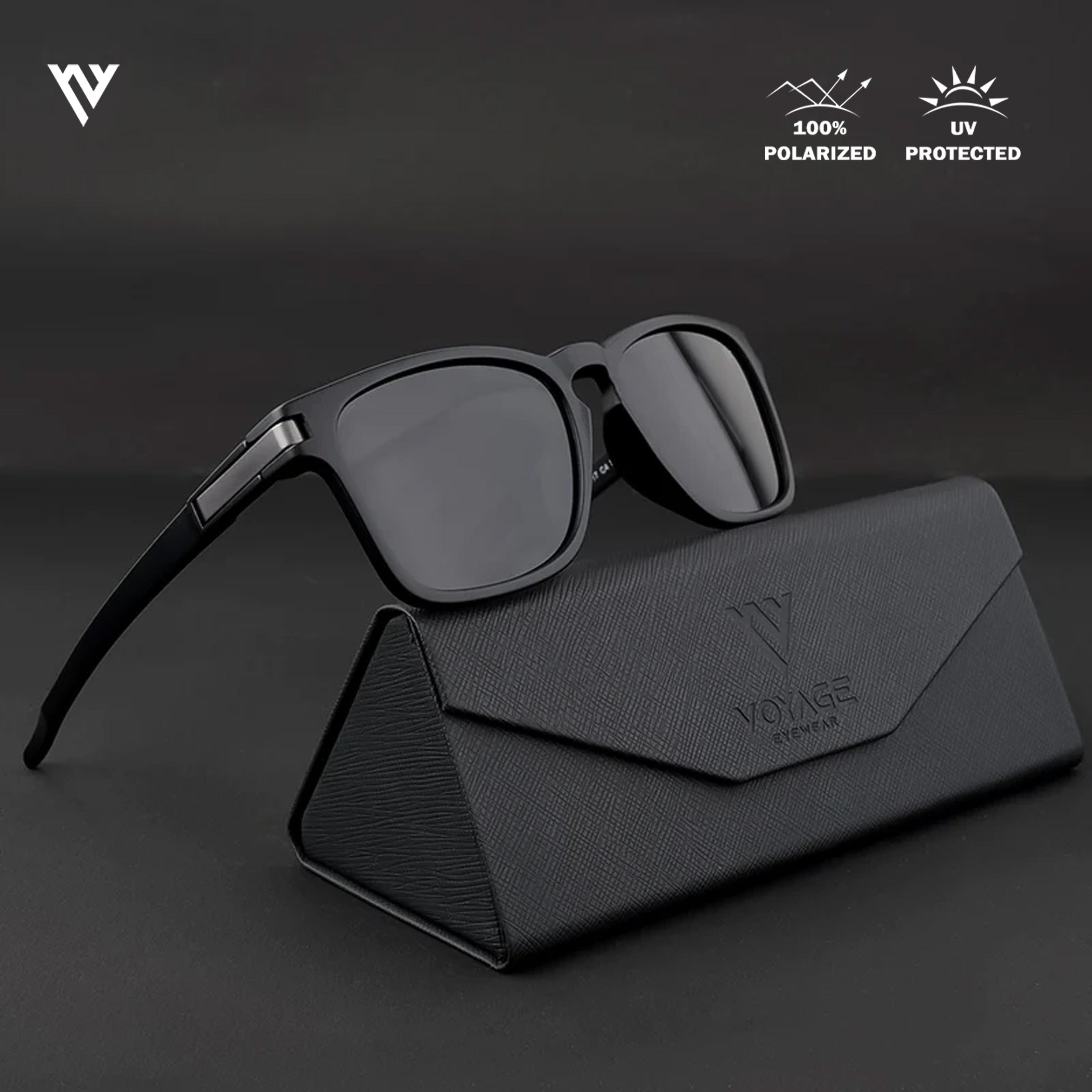 Aegis | Black Polarized Wayfarer Sunglasses - PMG3976