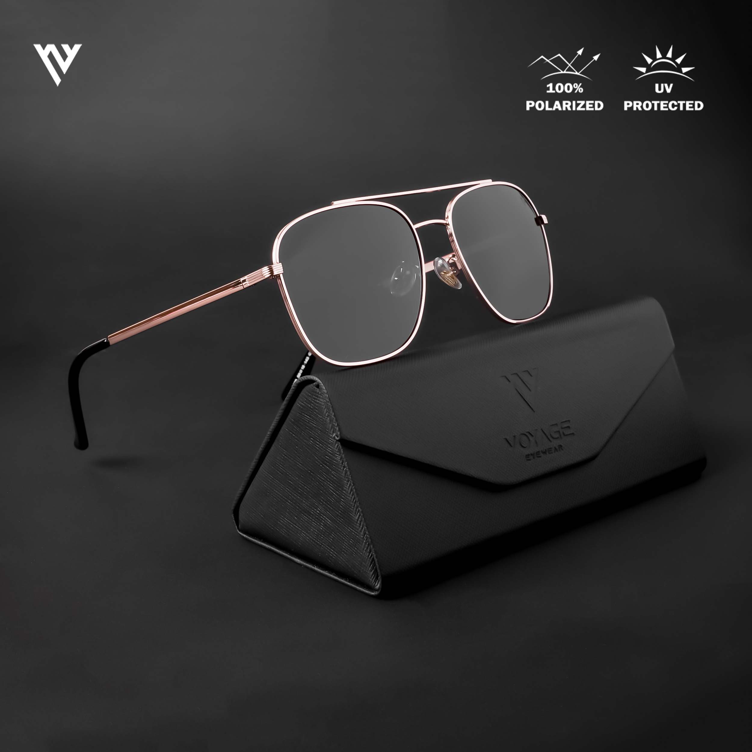 Voyage Exclusive Black Polarized Wayfarer Sunglasses for Men & Women (1109MG4581)