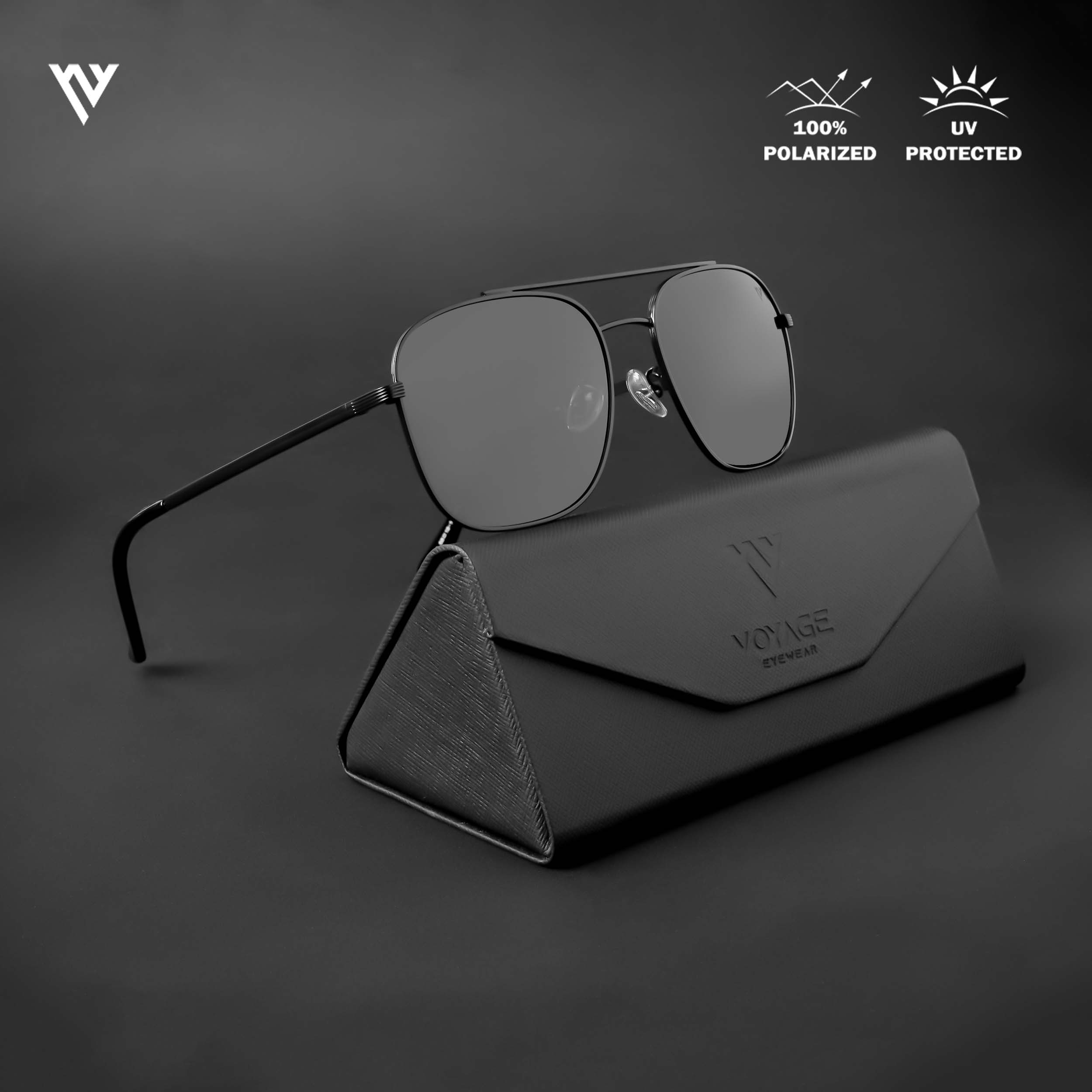 Voyage Exclusive Black Polarized Wayfarer Sunglasses for Men & Women (1109MG4582)
