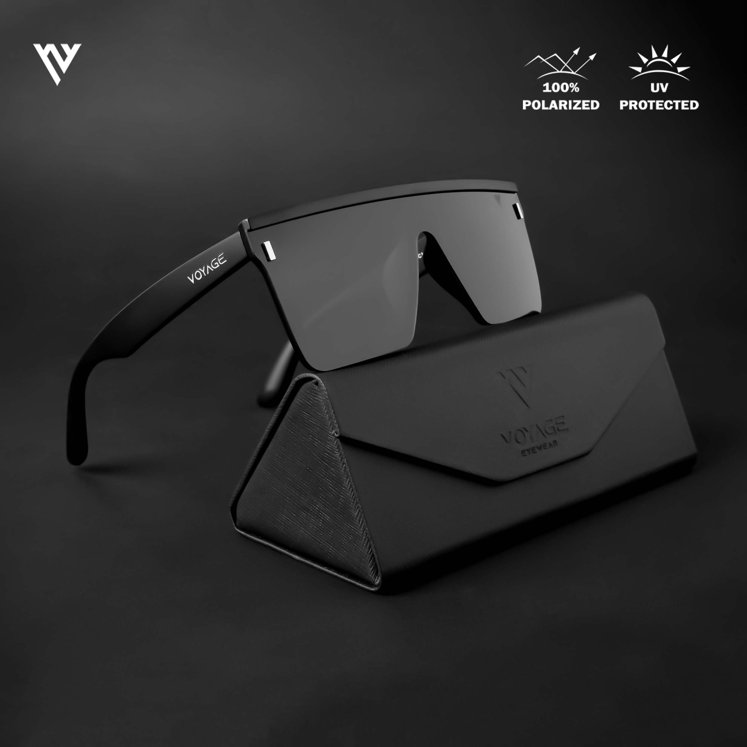 Voyage Exclusive Black Polarized Wayfarer Sunglasses for Men & Women - PMG4573