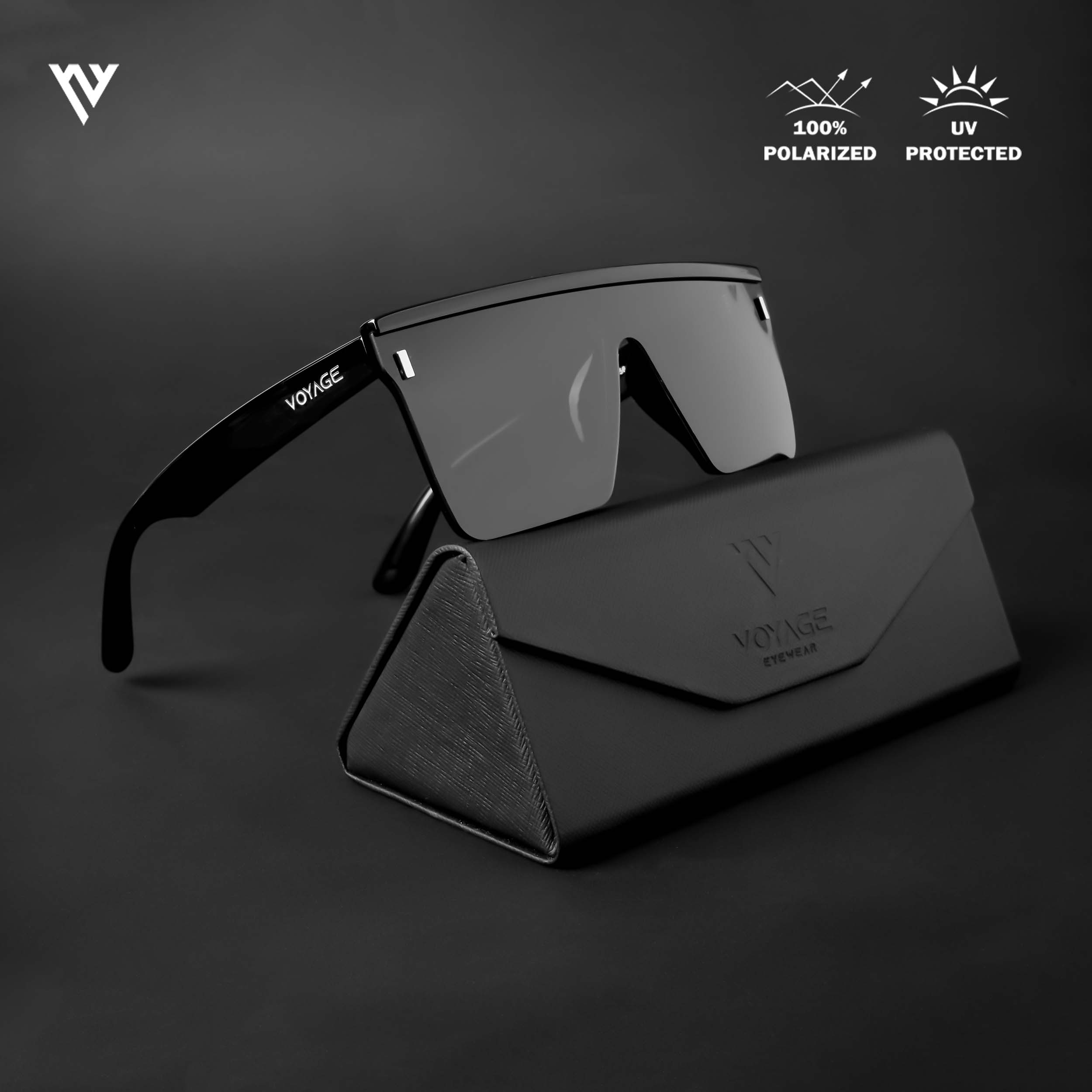 Voyage Exclusive Black Polarized Wayfarer Sunglasses for Men & Women - PMG4574