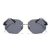 Rimless Sunglasses for Men & Women (Black Lens | Black Frame - MG7360)