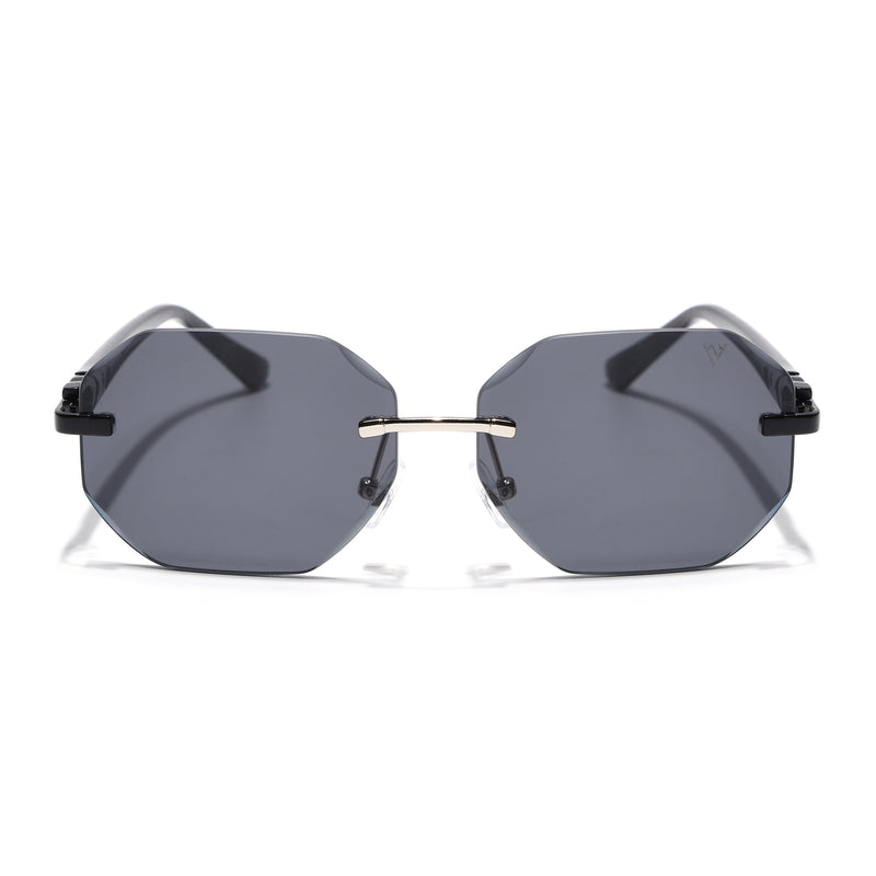Rimless Sunglasses for Men & Women (Black Lens | Black Frame - MG7360)